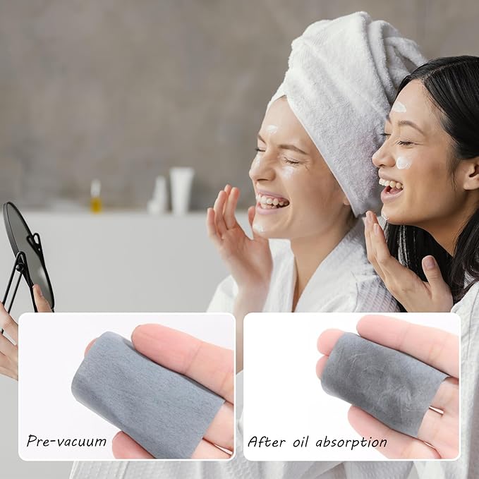200 Face Oil Blotting Sheets with Mirror Travel Box& Puff, Linen Fiber Gentle Oil Control Film Not Destroy Base Makeup Face Oil Absorbing Sheets (Coniferous Tree, Box+Refill total 200 sheets)