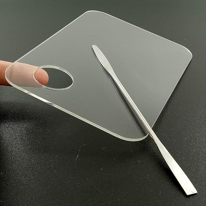 2 Pcs Acrylic Cosmetic Makeup Palette Makeup Mixing Tray for Foundation Beauty Salon Palette Makeup Blending Tray Palette with Makeup Spatula