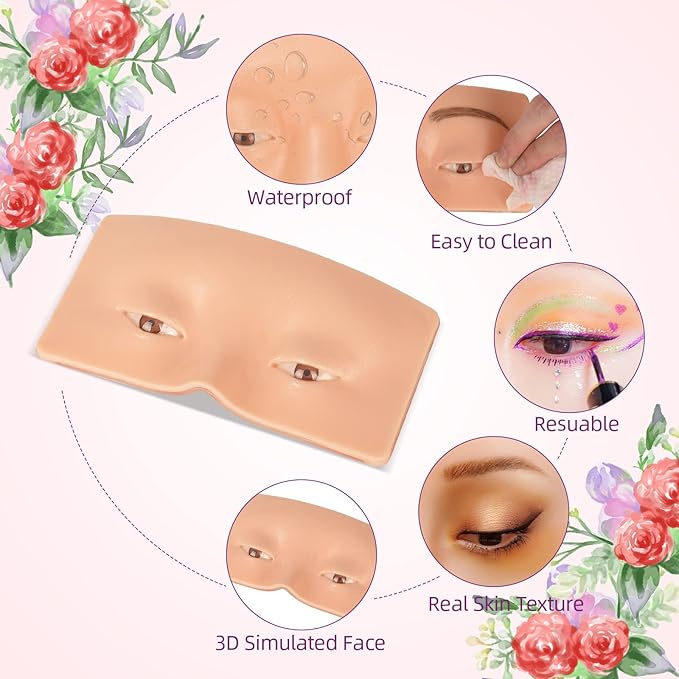 Makeup Practice Face, JimKing Makeup Practice Board, Faccial Practice Skin for Professional and Beginners, 3D Realistic Model for Eyelash Extensions, Eyeliner And Eyeshadow Face Makeup Practice