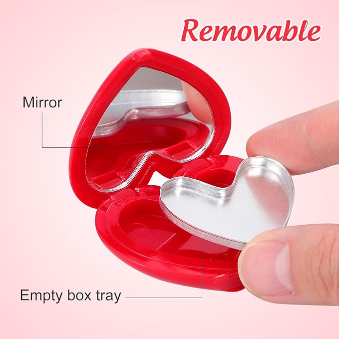 ABOOFAN 4Pcs Empty Heart Shape Eyeshadow Lipstick Palette Makeup Palette with Mirror Empty Makeup Containers for Young Teens, Girls or Women Valentines Present