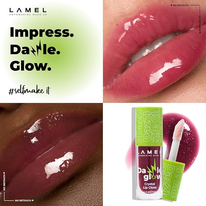 Dazzle Glow Crystal Clear Lip Gloss - Hydrating Lip Gloss - Non Sticky Lip Gloss - Colored Lip Gloss - Lip Gloss Color - Mini Lip Gloss - Moisturizing Lip Gloss - №407 Provocative
