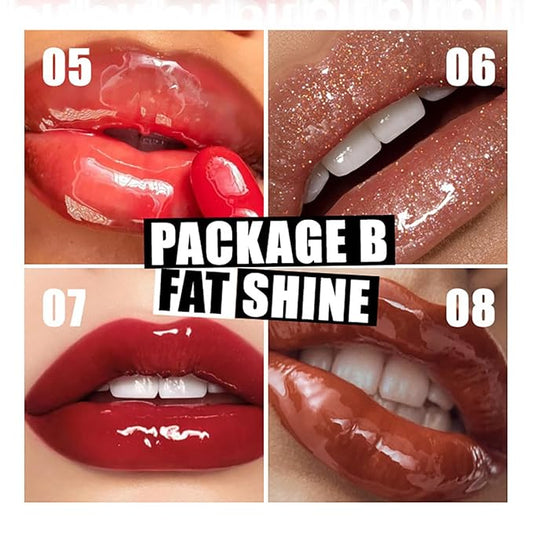 Hydrating Lip Oil, Big Brush Head Glaze Shiny Transparent Glow Oil, Nourishing & Non-sticky Long Lasting Fresh Clear Smooth Care Plumping Oil (Set B)