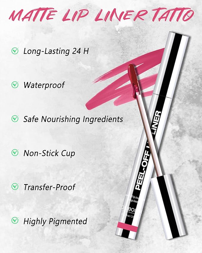 Peel Off Lip Liner Stain, Tattoo Lip Tint Liner Peel Off, Matte Moisturizing Lip Stain Long Lasting Waterproof, Transfer-Proof, Intense Lip Color, Stay on All Day, Highly Pigmented Lip Makeup (Orange)