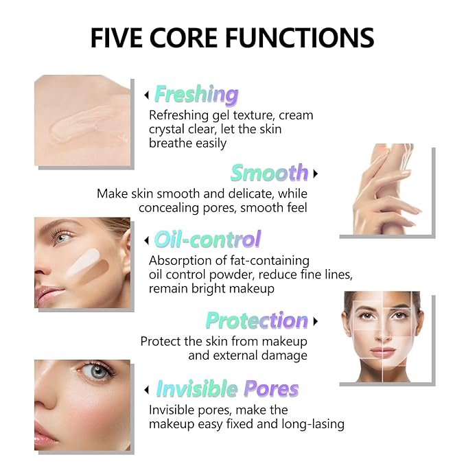 Matte Primer Face Foundation Primer Makeup Primer For All Skin Types,Long Lasting Hydrating Smoothing Isolated Moisturizing Oil Free Effect Make Up Base,Pore Minimizer (30ml) White