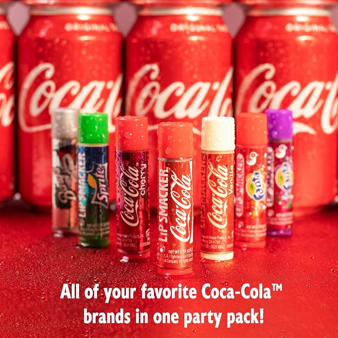 Lip Smacker Coca-Cola Flavored Balm, 8 Count, Flavors Coke, Cherry Vanilla Sprite, Root Beer, Orange Fanta, Grape Strawberry Fanta