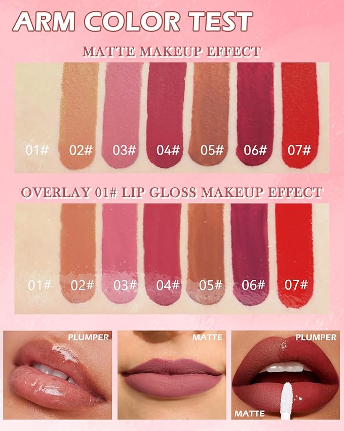 Matte Liquid Lipstick, Nude Red Velvet Lipstick Moisture Smooth Lip Stain Tint, 24H Stay Matte Lipstick, Non-Stick Cup Not Fade Long Wear Waterproof Lip Gloss Lipstick Gift for Women Girls-02#