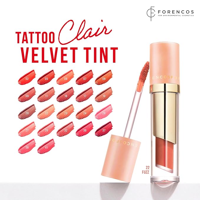 FORENCOS Long Lasting Waterproof Lip Stain Liquid Lipstick, Velvet Matte, Longwear, High Pigmentation, Tattoo Lips, Weightless, Smudge-proof, Non-Sticky, Korean Lip Tint Stain Makeup (22 Fuzz)