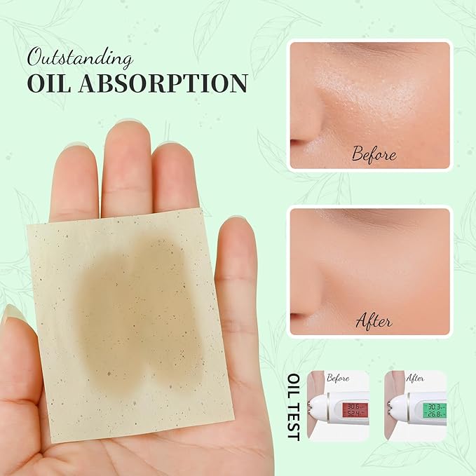 Oil Blotting Sheets for Face Refills Only,DUcare 200 Sheets Green Tea Blotting Paper For Oily Skin