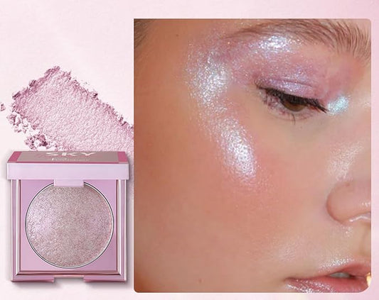 MAEPEOR Face Highlighter Palette 8 Colors Shimmer Glitter Pearl Highlighter Powder Sparkly Diamond Highlighting Palette for Face Cheek (02 Gilt Purple)