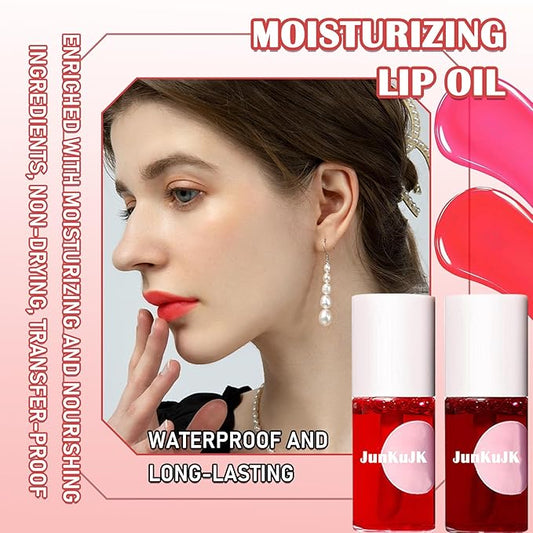 2 Colors Lip Tint Stain Set,Lip Stain Long Lasting Waterproof Mini Liquid Lipstick for Lip & Cheek & Eye,Moisturizing Non-sticky Lip Tint Gloss Makeup