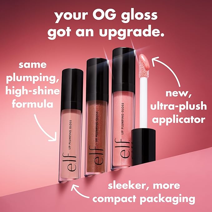e.l.f. Lip Plumping Gloss, High-Shine Liquid Lip Color, Creates Fuller Lips & A Plumper Pout, Moisturizing Formula, Vegan & Cruelty-Free, Praline