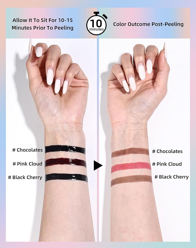 KIMUSE Lip Stain Peel Off, Lip Stain & Liner All In One, Peel Off Lipstains With Tweezer, Waterproof, Long Lasting, Natural Matte Finish