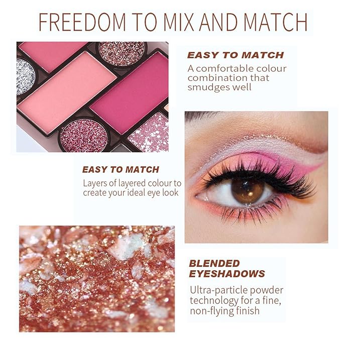 12 Colors Nude Eyeshadow Palette Travel Size Makeup, Matte Shimmer Eye Makeup, Naturing-Looking, High Pigmented Blush Eyebrow Kits, Big Artist Neutral Makeup Palette for Face Cosmetics (01)