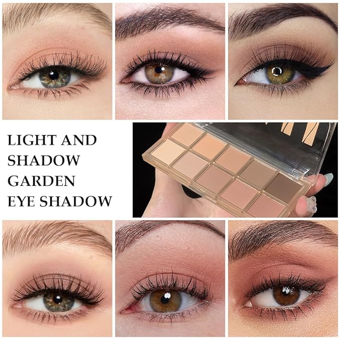 10 Colors Nude Pink Matte Eyeshadow Palette,Highly Pigmented Neutral Nude Eye Shadow Palette,Ultra-Blendable,Long Lasting Waterproof Travel Size Makeup Pallete,Vegan,Cruelty -free