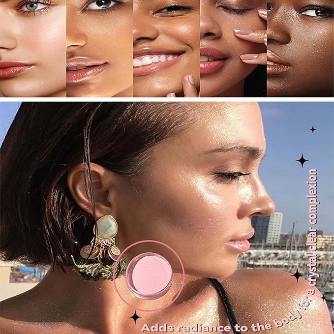 Shimmer Finish Setting Powder,Pink Translucent Setting Powder,Oil Control,Waterproof,Makeup Finishing Long-Lasting,Shimmer Powder for All Skin Types,Kimchi Setting Powder,Face Powder Makeup