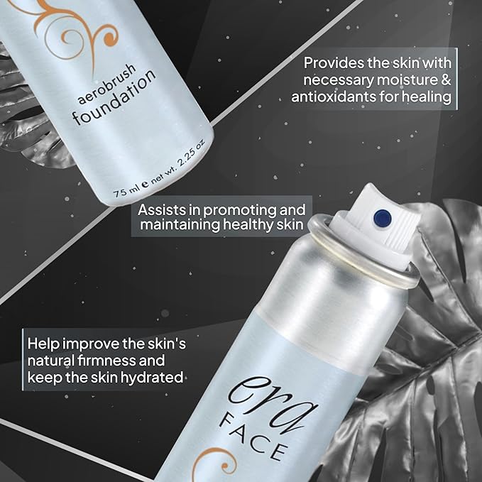 ERA Beauty Essentials Airbrush Makeup Collection (Era Face spray on Foundation - R8 Amber + Era Primer + Sponge)