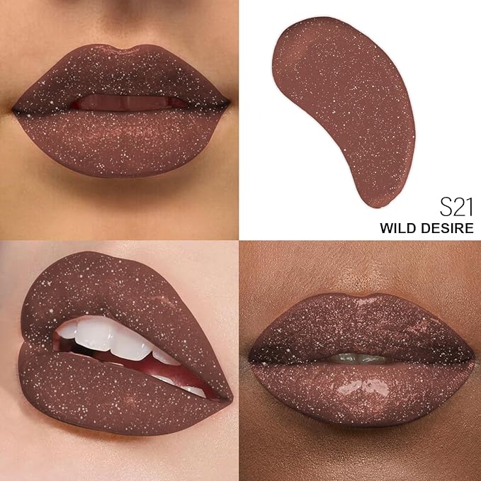 Shimmer Lip Gloss - Non-Sticky Girls Gloss - Long Lasting High Shine - 0.7 FL Oz Gloss for Girls & Women - Cruelty Free - (Wild Desire: S21)