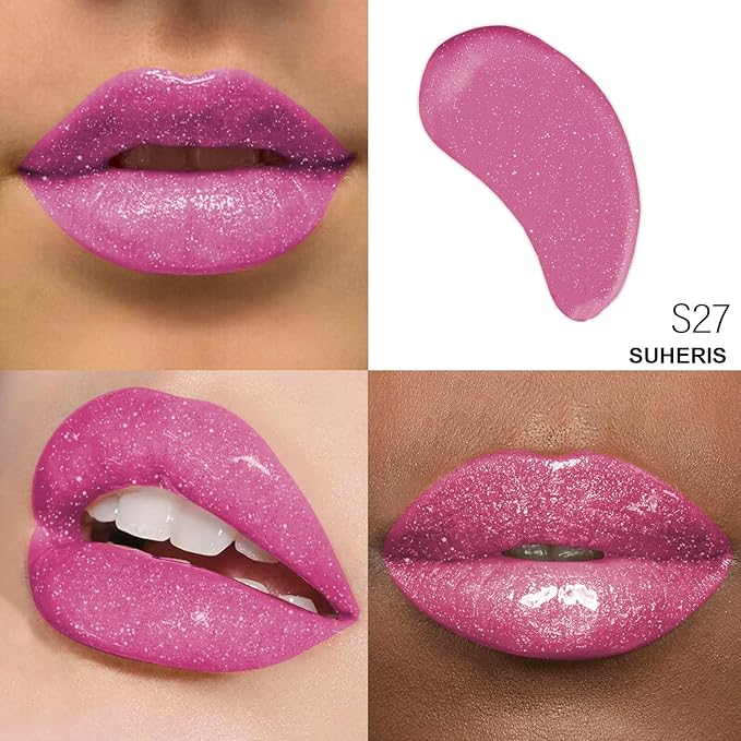 Shimmer Lip Gloss - Non-Sticky Girls Gloss - Long Lasting High Shine - 0.7 FL Oz Gloss for Girls & Women - Cruelty Free - (Suheris: S27)