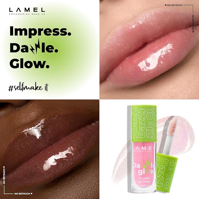 Dazzle Glow Crystal Clear Lip Gloss - Hydrating, Non Sticky, High-Glossy Lip Gloss - 401 Blossom Pink