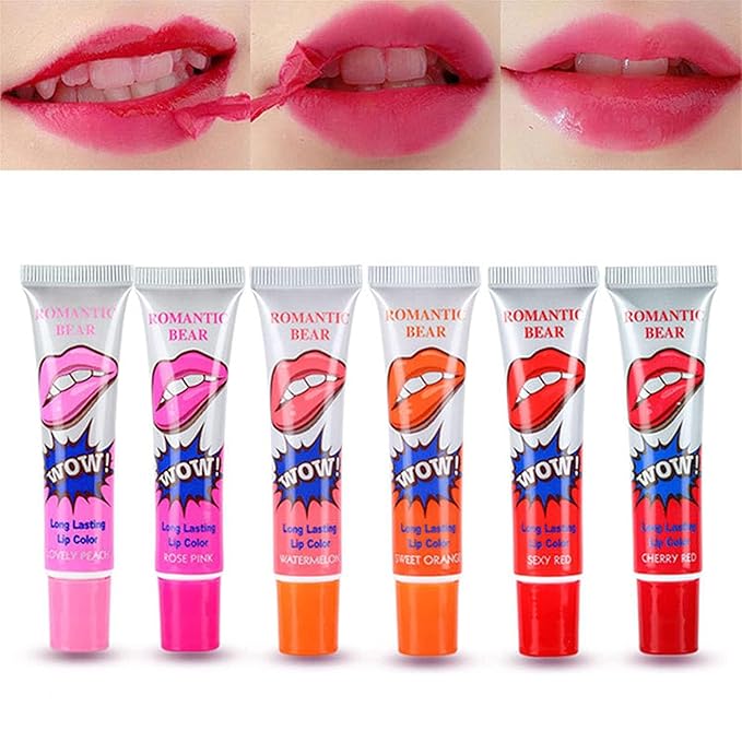 Romantic 6 Colors Tattoo Magic Color Lip Stain Tint Long Lasting Lip Gloss Sets for Women Peel Off Colored Matte Sexy Color 1 SET
