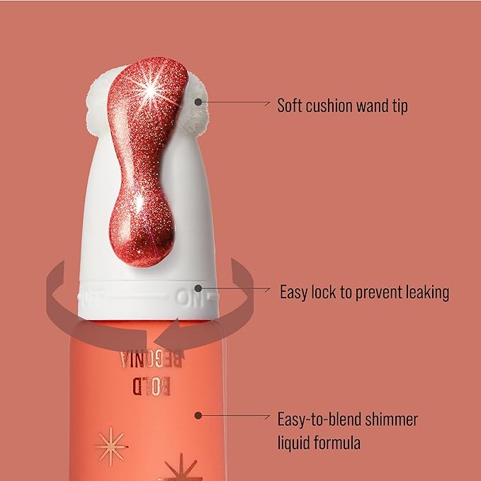 Professional Pearl Liquid Blush Beauty Wand, High Pigment Glow for Cheek, Eye & Lip, Non-Greasy Hydration Lightweight with Sponge-Tip Applicator (Bold Begonia)