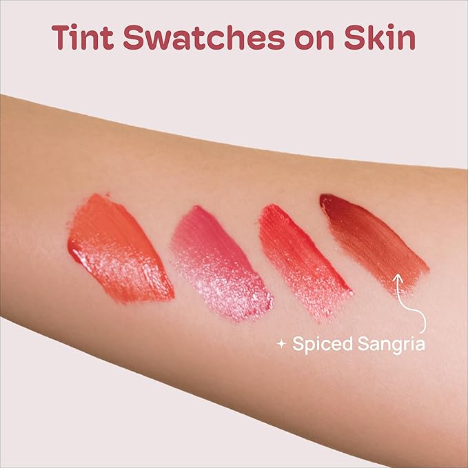 MIXIK Juicy Lip Tint, Hydrating Water-Based Lip Stain and Gloss that feels light and fresh for Dewy and Radiant lips, Formulated with Blue Agave Extract for long lasting Moisturizing (Spiced Sangria)