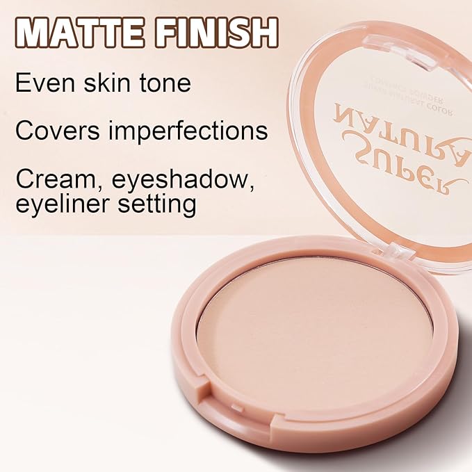 Hydrating Face Powder, Oil Control Face Pressed Powder, Long-lasting Flawless Setting Powder, Matte Waterproof Makeup for Oily Combination and Mature Skin