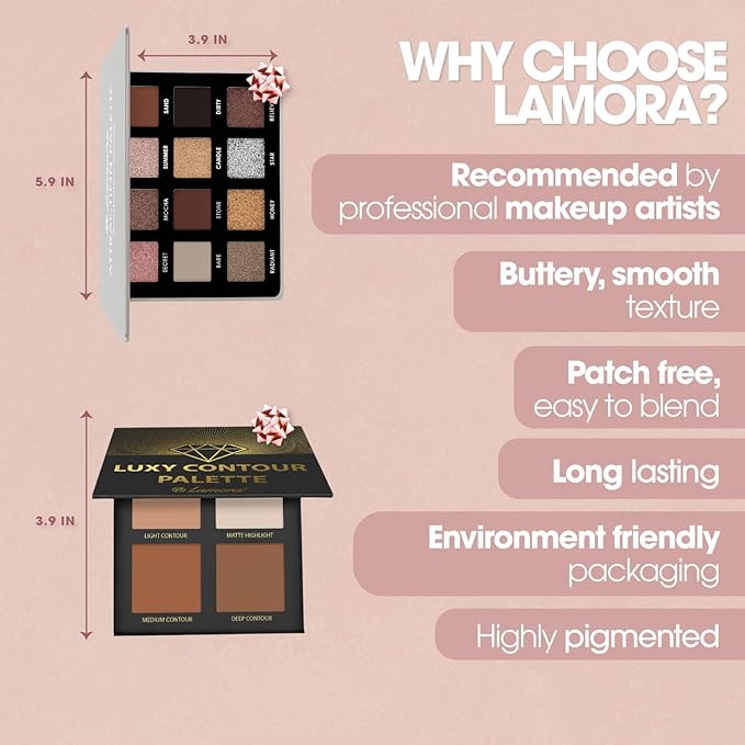 Lamora Attraction Smokey Eyeshadow Palette with Powder Contour Palette