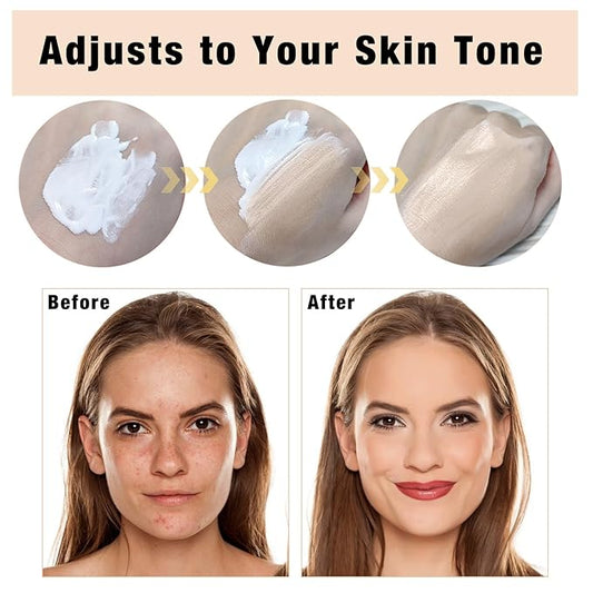 Foundation 1PCS,Concealer Cover Cream, Flawless Colour Changing Warm Skin Tone Foundation Makeup, Base Nude Face Liquid Cover Concealer