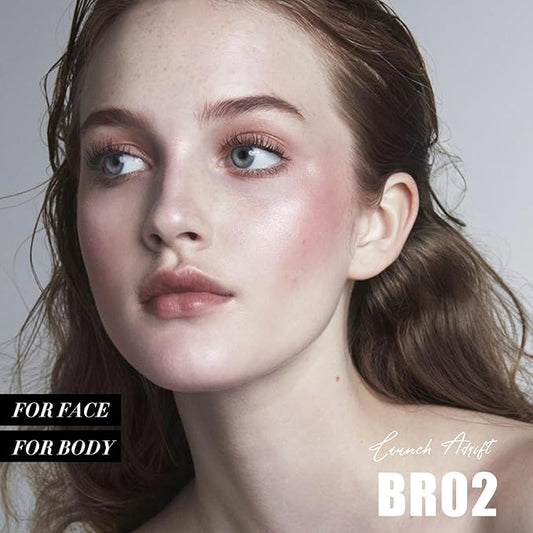 FOCALLURE Shimmer Face Highlighter Makeup Powder, Gel to Powder Glow Finish, Leaving a Lightweight & Healthy Radiance, Long Lasting Luminous Face Body Highlighter Makeup,BR02 Launch Adrift