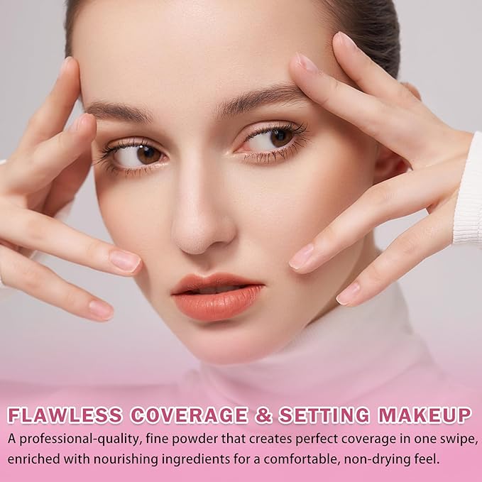 Oil Control Pressed Setting Powder,Jelly Pressed Powder for Face Makeup,Soft Focus Blurring Setting Powder Finishing Powder Makeup,Matte Polvo Traslucido Maquillaje Para Mujer