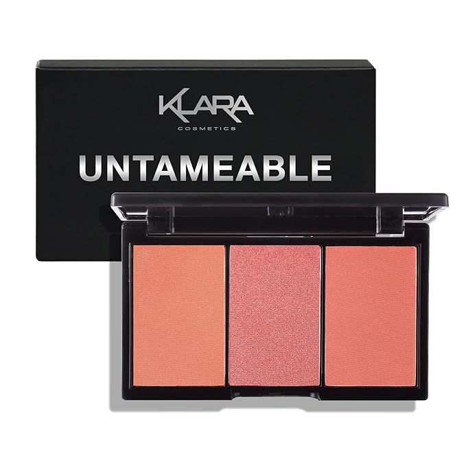 Klara Cosmetics Contour Bronze Blush and Highlight Palette - Matte and Shimmer Face Makeup Palette - Untameable - 0.35 oz