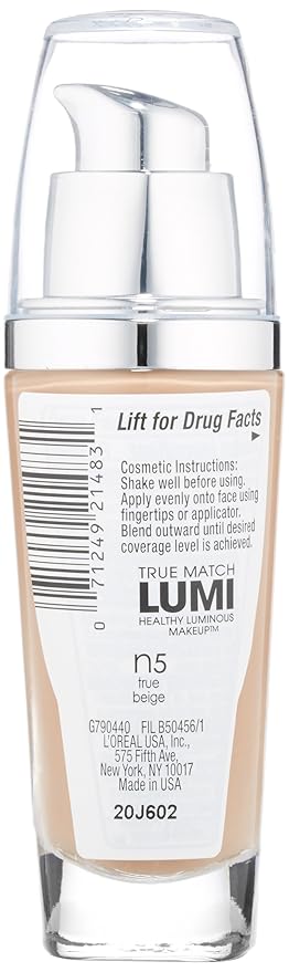 L’Oréal Paris True Match Lumi Healthy Luminous Makeup, N5 True Beige, 1 fl; oz. (Pack of 2)