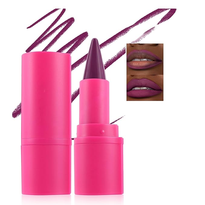 Purple Lip Liner Long Lasting, Lip Liner & Lipstick Combo, Gradient 2-in-1 Waterproof Rich, Antique Rose Chestnut Nude Dark Brown Matte Smooth Lip Shaped Lipstick for Women, 07# Fearless