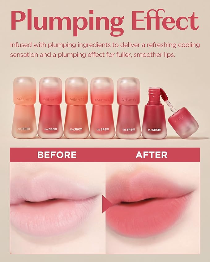 THESAEM Saemmy's Crema Velvet Tint 01 Caramel Whip – Matte Lip Cream Velvet Finish Lip Makeup with Natural Plumping Effect - Long Lasting Smooth Fluffy Lips, 0.1oz.