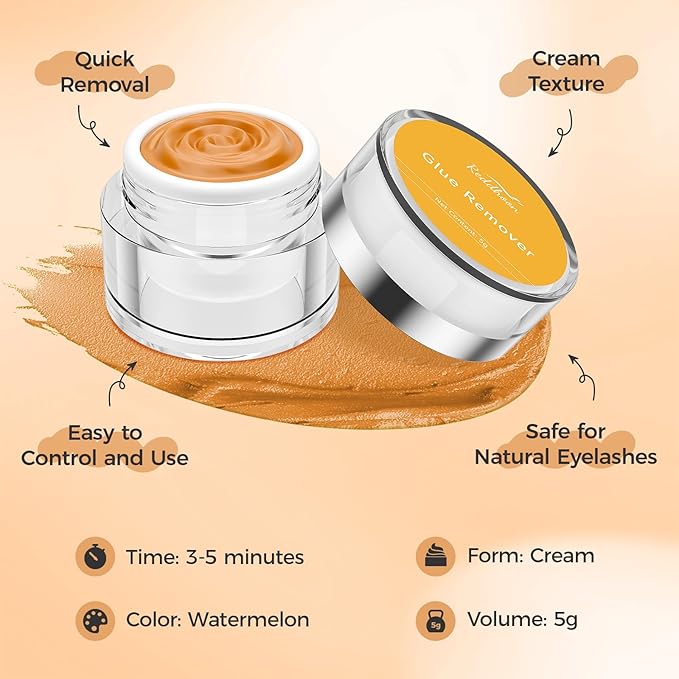 Eyelash Extension Remover Cream, Professional Lash Remover for Lash Extensions, Low Irritation, Fast Dissolution, Lash Extension Remover Cream for Salon Use, 5g (Cantaloupe)