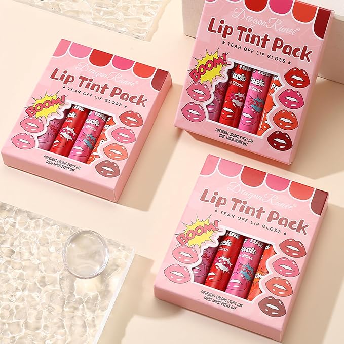 6 Colors Peel off Lip Stain Set, Peel off Lip Liner Tattoo Matte Finish Lip Tinted Lipstick Liquid Lipstick Long-Lasting Bright Colors, Lip Makeup Gift for Women