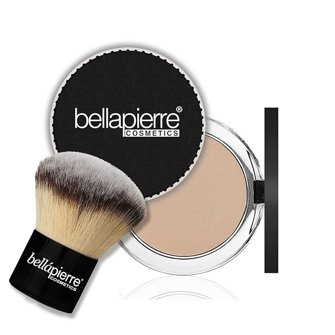 bellapierre Compact Mineral Foundation SPF 15 with Kabuki Brush | Vegan & Cruelty Free | Hypoallergenic | Full Coverage - 10 Grams - Cinnamon