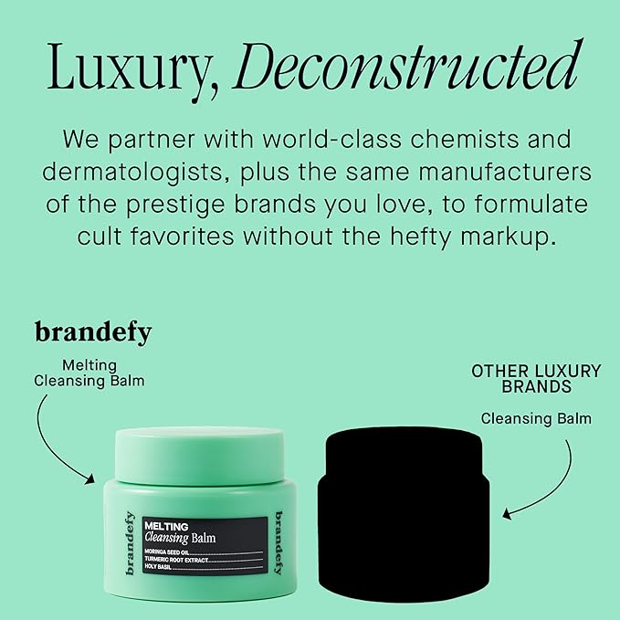 Brandefy Melting Cleansing Balm - Moringa Seed Oil, Vitamin E, Turmeric Extract - Nourishing Makeup Remover, Balm to Silky Oil, Made in the Korea (3.4 Oz)