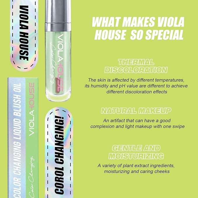 VIOLA HOUSE Liquid Blush - Color Changing, Glossy Shiny Finish, Water-Based