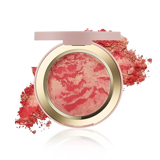 Baked Blush for Cheeks, 2 in 1 Powder Blush Palette and Highlighter, Contouring Shimmer Natural Makeup All Day Wear
