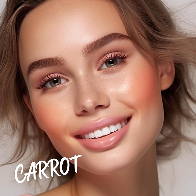 UCANBE Matte Cream-To-Powder Blush Makeup Palette, Highly Pigmented Lightweight Blush for Cheek and Eye, Blendable Flawless Velvety Coverage Face Blushes Make up 0.25 Ounce, Carrot