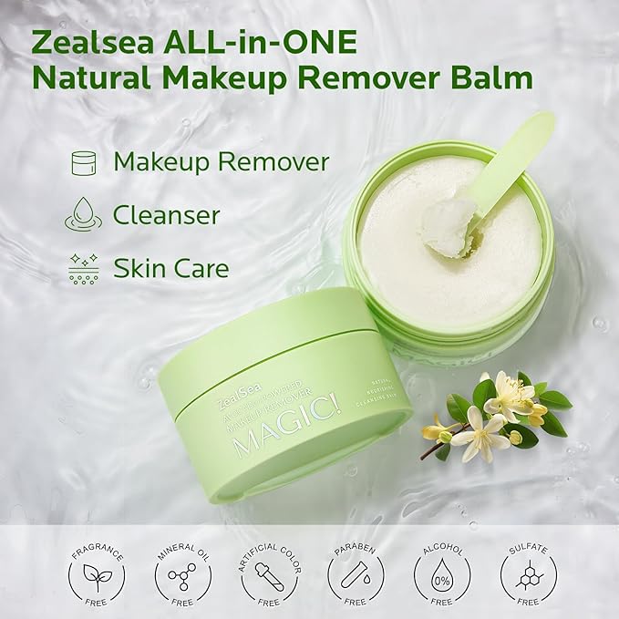 ZealSea Makeup Remover Cleansing Balm: Deep Cleaning Facial Cleanser Natural Gentle Makeup Removing Balm Melting Balm to Oil for Face Eye Lip 3.5 Oz