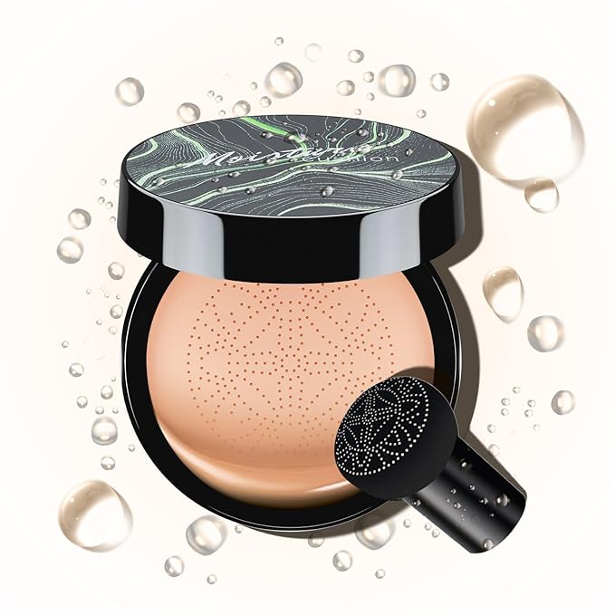 Mushroom Head Air Cushion CC Cream - BB Cream Foundation for Concealer Full Coverage Skin Moisturizing, Brighten Long - Lasting Even Color Correcting for All Skin Types (Nude)