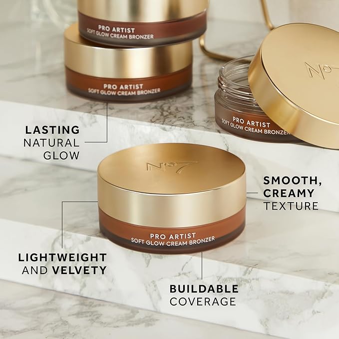 No7 Pro Artist Bronze & Glow Duo - Soft Glow Cream Bronzer (Deep) + Bronze & Glow Multistick (Deep Bronze/Golden Glow) – Radiant, Sun-Kissed Finish