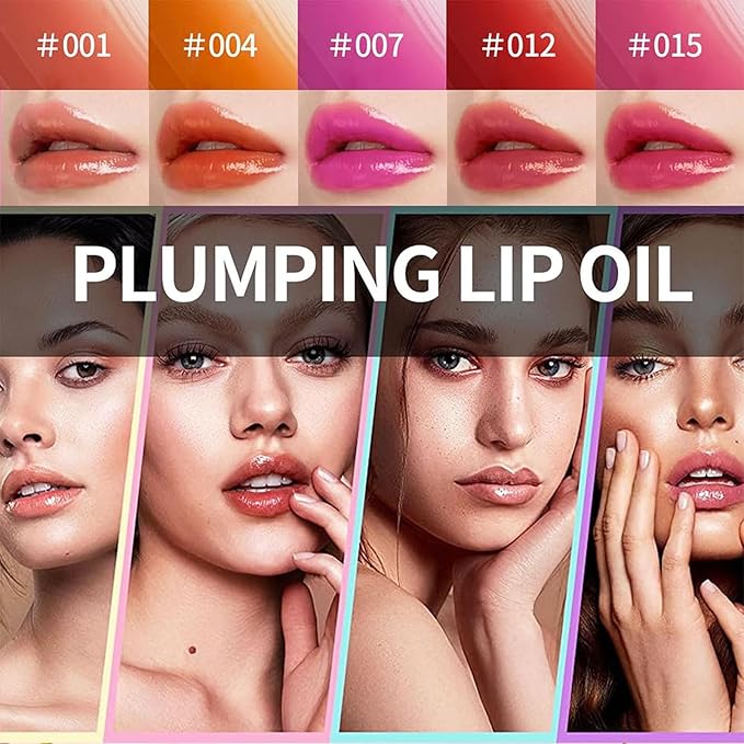 Hydrating Lip Glow Oil, Lip Oil Gloss Transparent Toot Tinted Nourishing Long Lasting Repairing Lightening Lip Lines (CHERRY) 0.2 OZ