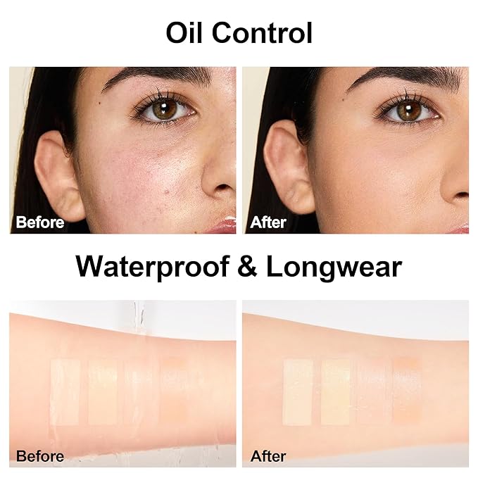 FV Matte Liquid Foundation and Translucent Loose Powder, Waterproof Formula for Oily to Normal Skin Types