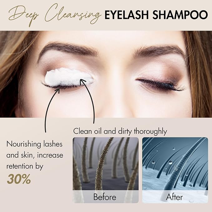 Lash Shampoo Concentrate Kit Lash Cleaning for Eyelash Extensions Anti-allergic Hypoallergenic and Non-irritation Cleanser for Salon & Home Use(Lash Shampoo Refill Kit)