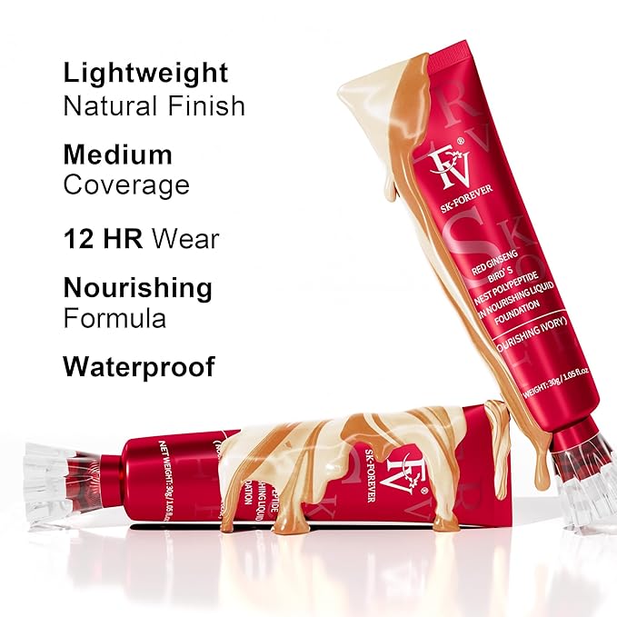 FV Foundation, Hydrating Nourishing Classic Ivory Liquid Foundation with FV Setting Powder, Lightweight Sooth Poreless Matte Ivory Makeup Powder