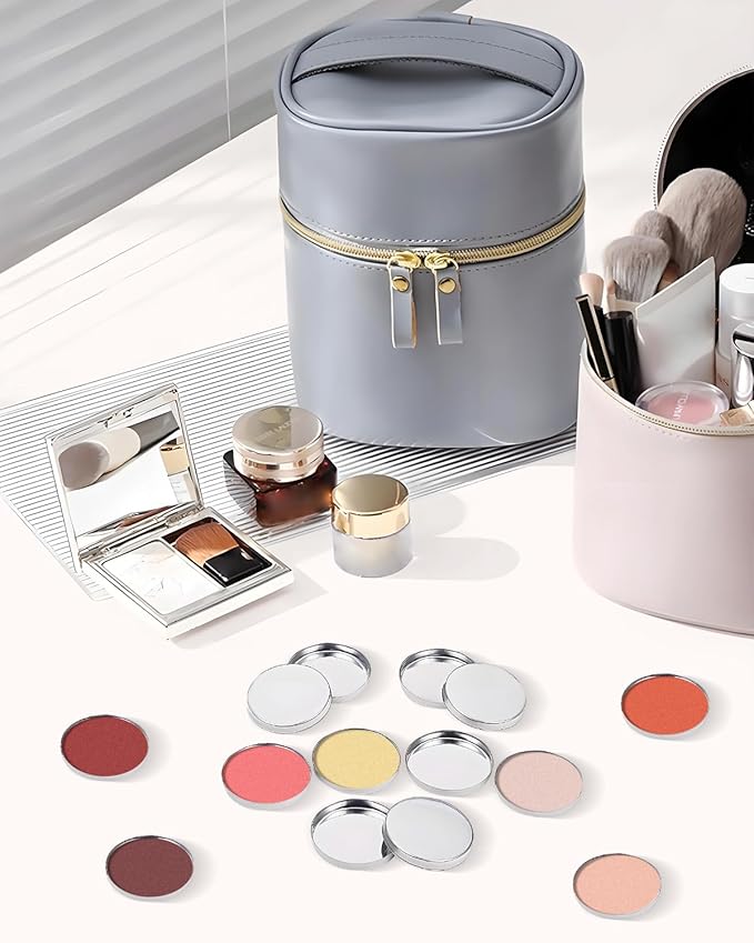 EORTA 100 Pcs Empty Round Metal Tins Palette Pans Silver Mini Aluminum Plate for Paint Eyeshadow Palette Makeup, Diameter 2.5cm